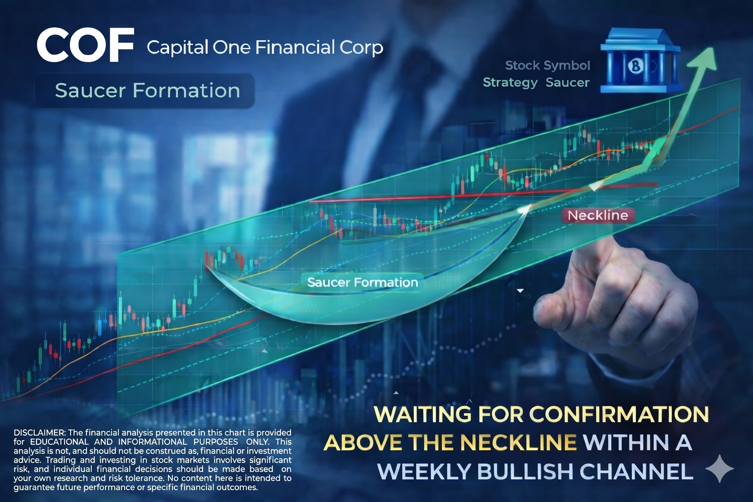 Capital One (COF): Saucer Formation at Key Level Within Bullish Channel