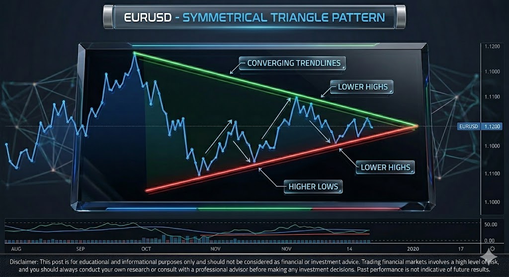 Trading the EUR/USD: Navigating a Symmetrical Triangle Breakdown